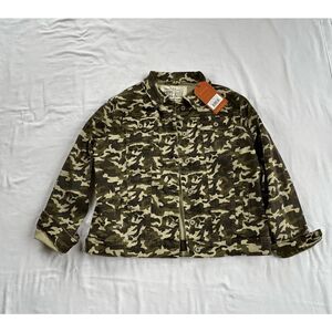 White Mark Stretch Camo Denim/Jean Jacket, Size XL Button, NWT
